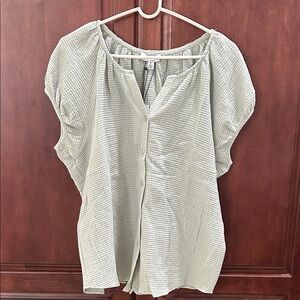 Sage Green Button-Up Gauze Blouse